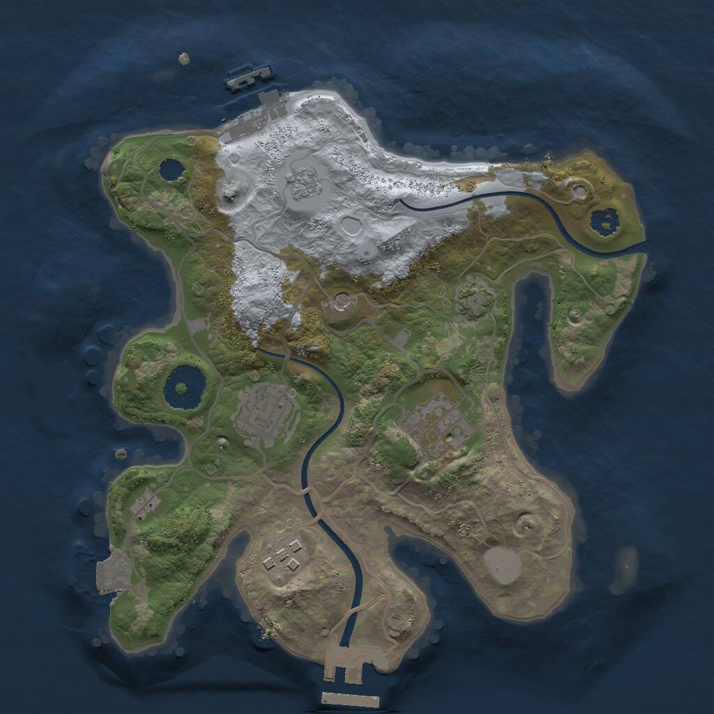 Rust Map: Procedural Map, Size: 2500, Seed: 1087116291, 9 Monuments