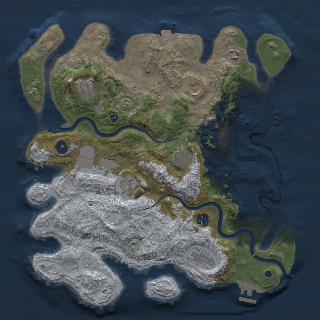 Rust Map: Procedural Map, Size: 3750, Seed: 1033573024, 15 Monuments