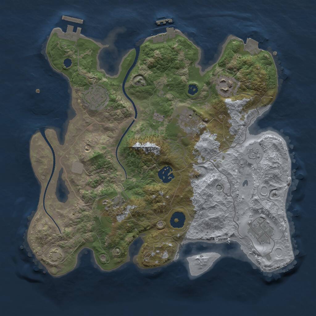 Rust Map: Procedural Map, Size: 3000, Seed: 17418, 12 Monuments