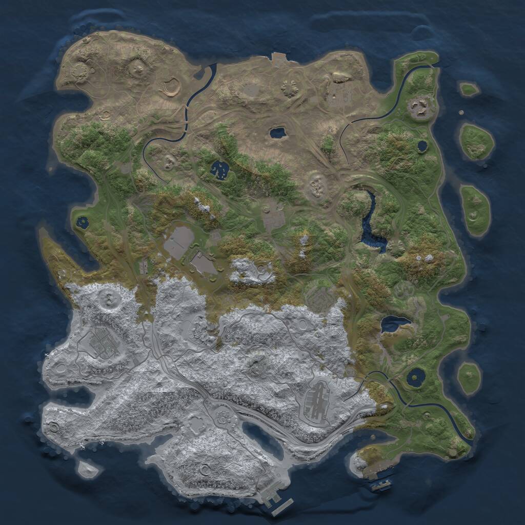 Rust Map: Procedural Map, Size: 4250, Seed: 673534533, 16 Monuments