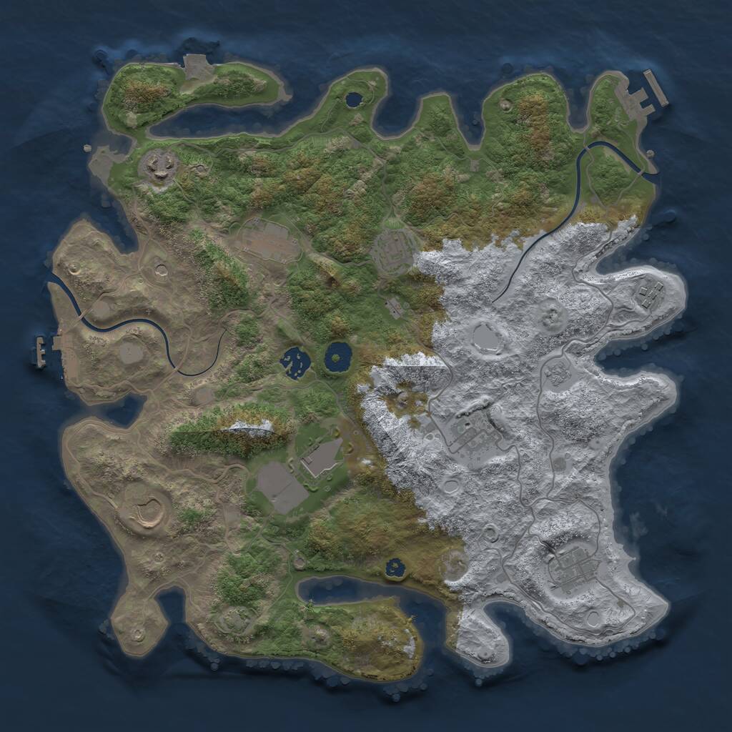 Rust Map: Procedural Map, Size: 3750, Seed: 833346356, 15 Monuments