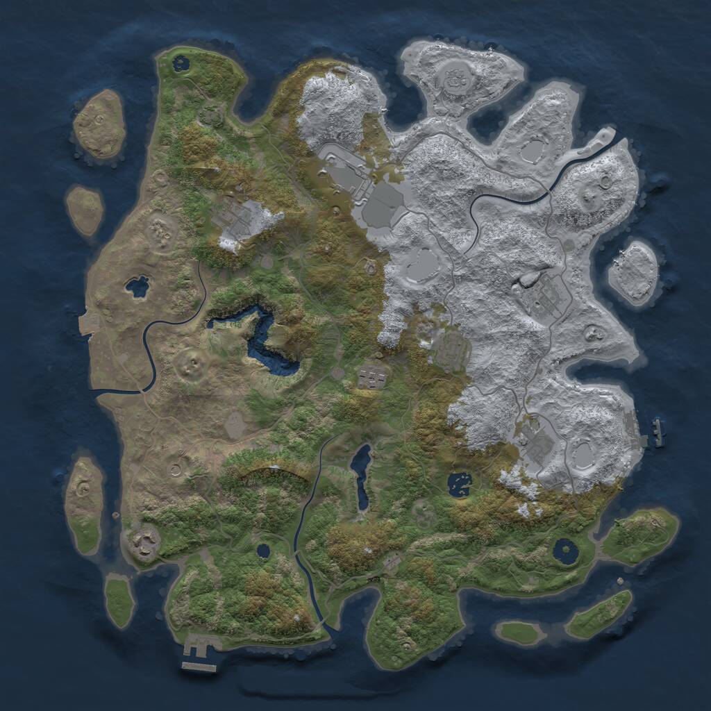 Rust Map: Procedural Map, Size: 4200, Seed: 1672146512, 14 Monuments