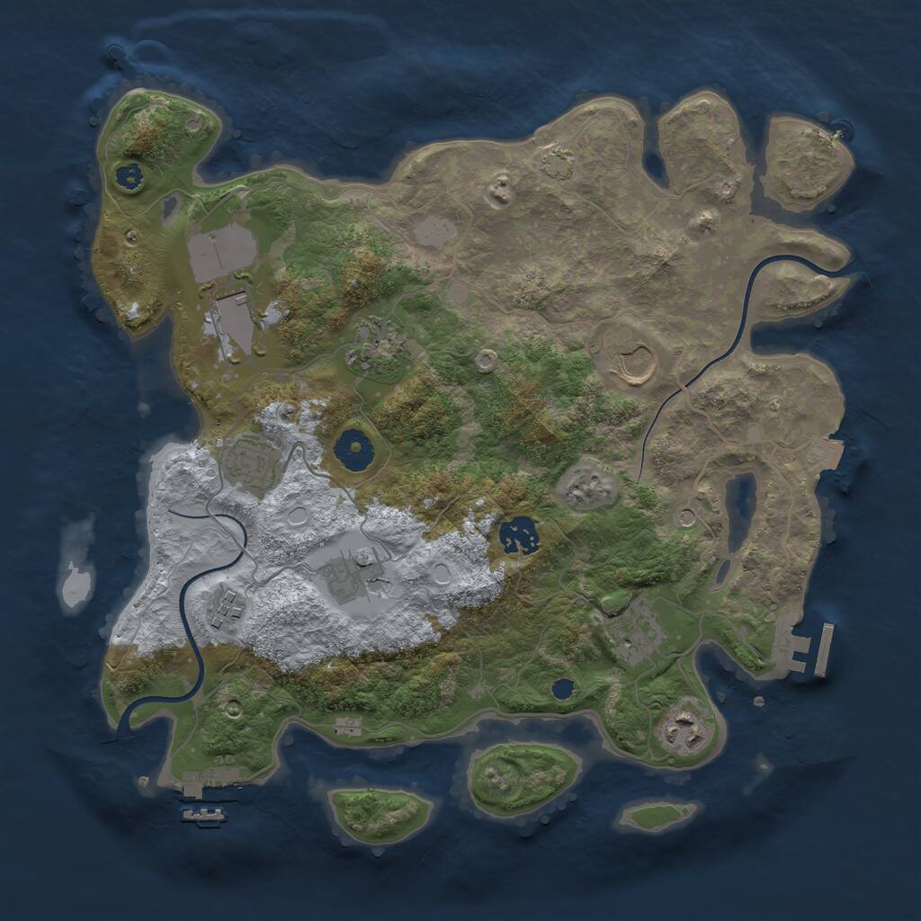 Rust Map: Procedural Map, Size: 3500, Seed: 48107105, 14 Monuments