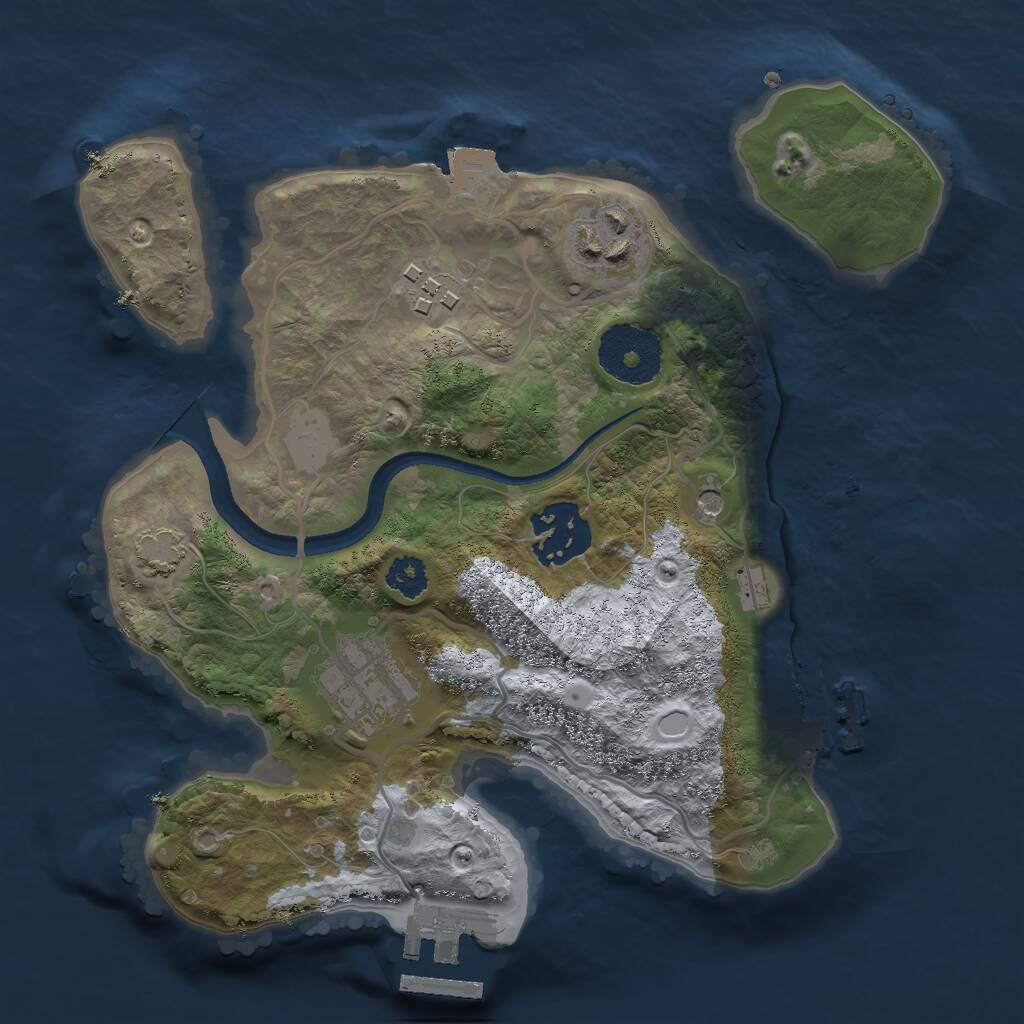 Rust Map: Procedural Map, Size: 2500, Seed: 284108458, 9 Monuments