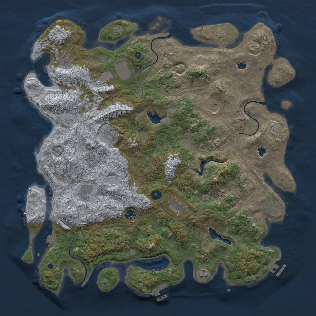 Rust Map: Procedural Map, Size: 4600, Seed: 66666, 16 Monuments