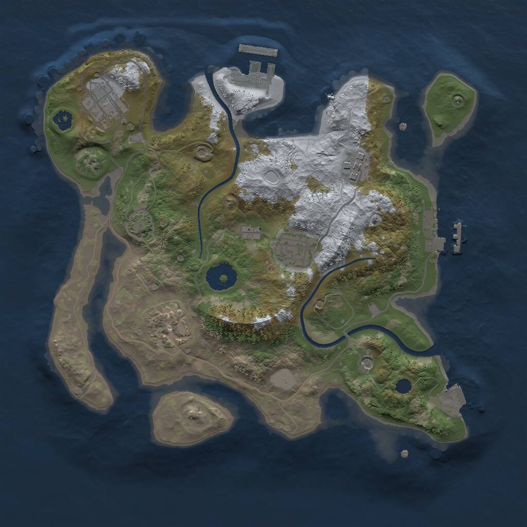 Rust Map: Procedural Map, Size: 2750, Seed: 1910319437, 9 Monuments