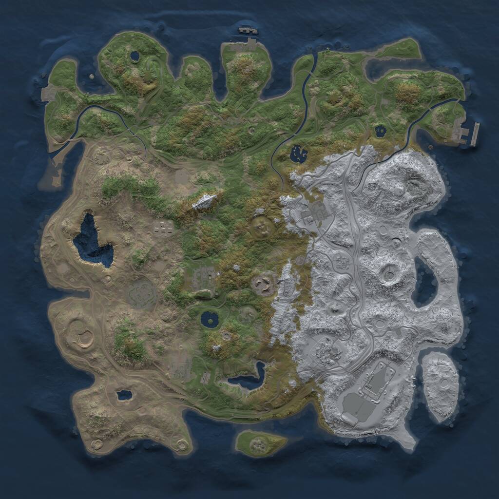 Rust Map: Procedural Map, Size: 4250, Seed: 864706322, 16 Monuments