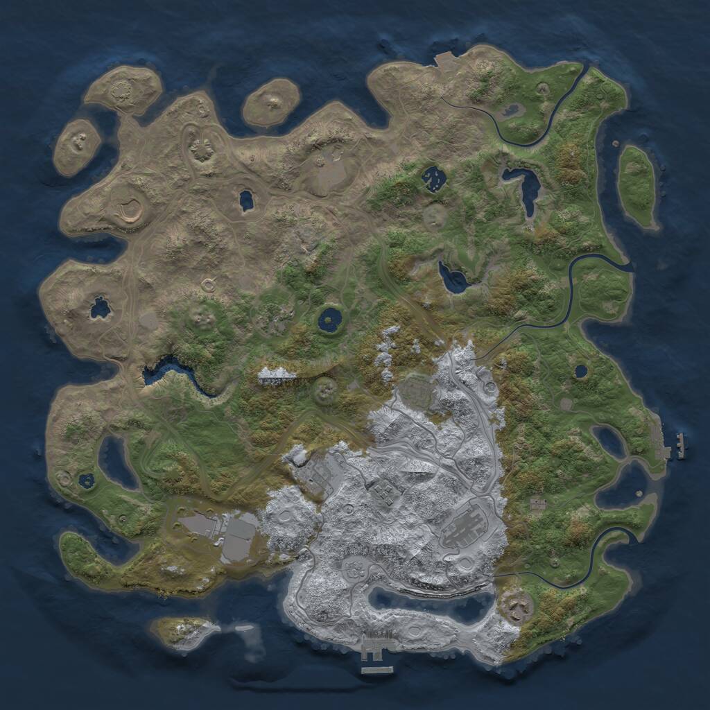 Rust Map: Procedural Map, Size: 4500, Seed: 1501993442, 16 Monuments