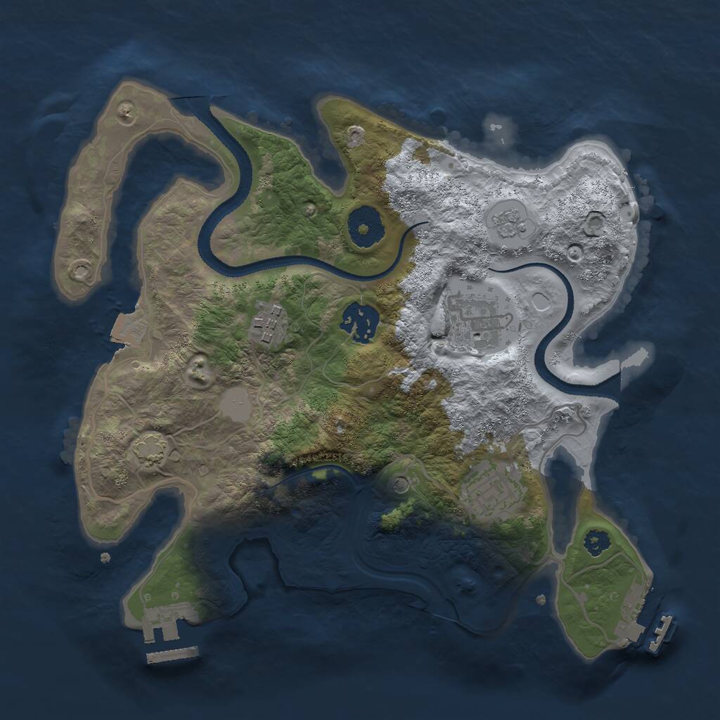 Rust Map: Procedural Map, Size: 2800, Seed: 1703259650, 10 Monuments