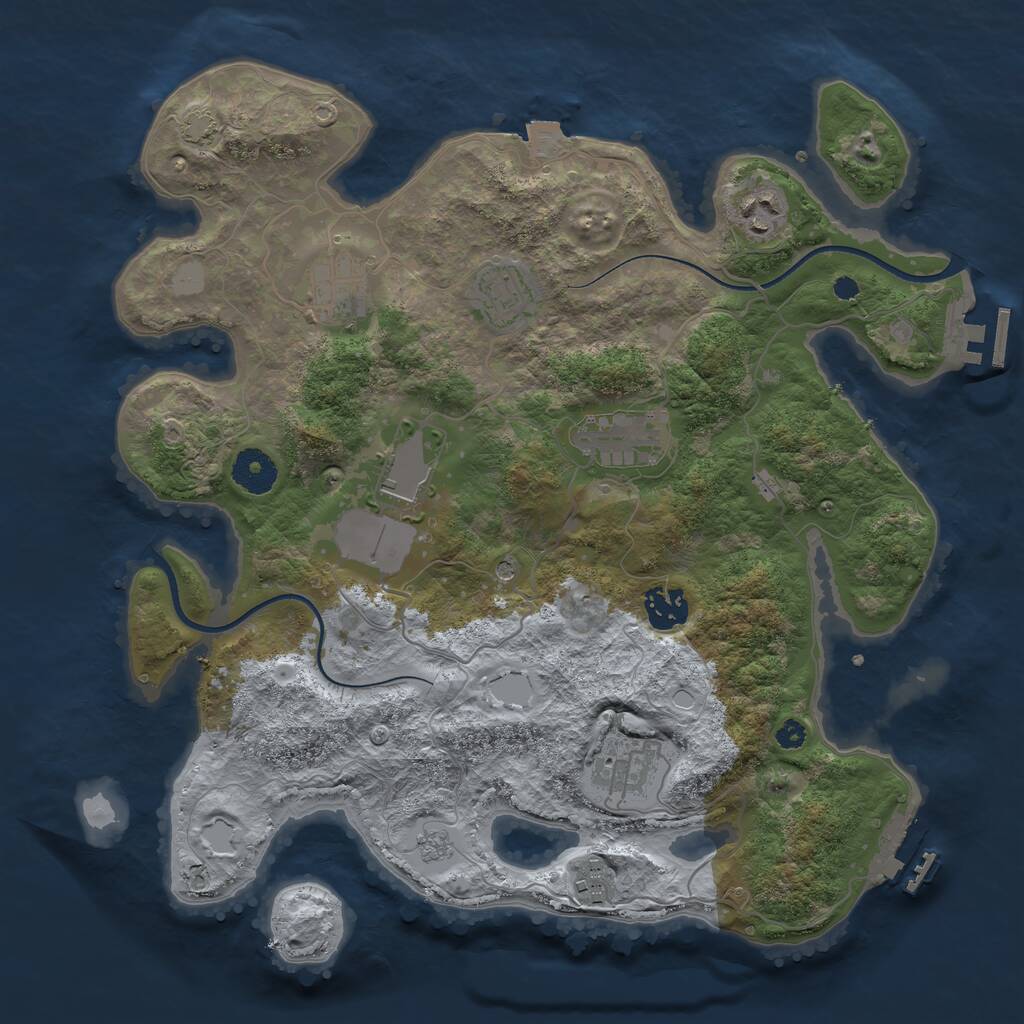 Rust Map: Procedural Map, Size: 3500, Seed: 28171, 14 Monuments
