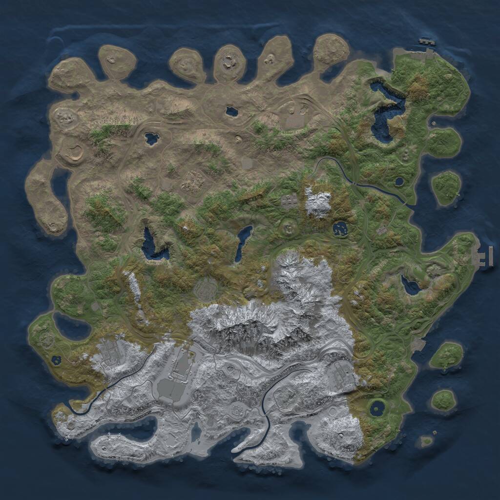 Rust Map: Procedural Map, Size: 5000, Seed: 132345, 16 Monuments