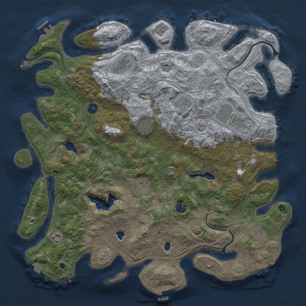 Rust Map: Procedural Map, Size: 4550, Seed: 46425709, 16 Monuments