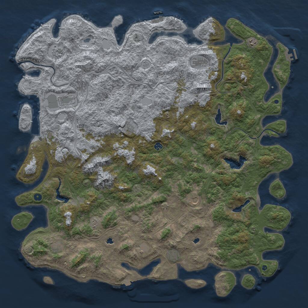 Rust Map: Procedural Map, Size: 6000, Seed: 31258, 17 Monuments