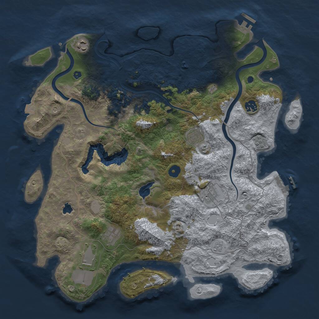 Rust Map: Procedural Map, Size: 4000, Seed: 1630088288, 13 Monuments