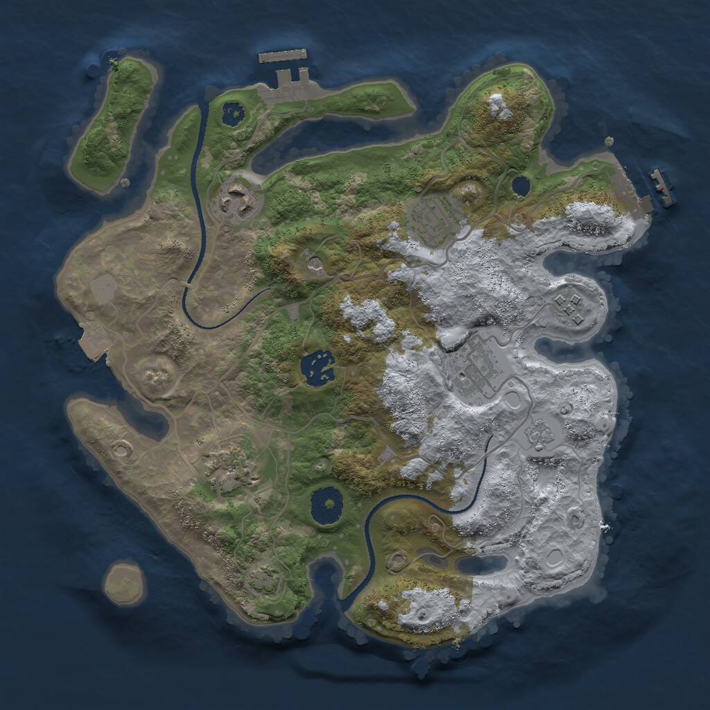 Rust Map: Procedural Map, Size: 3000, Seed: 66843, 12 Monuments