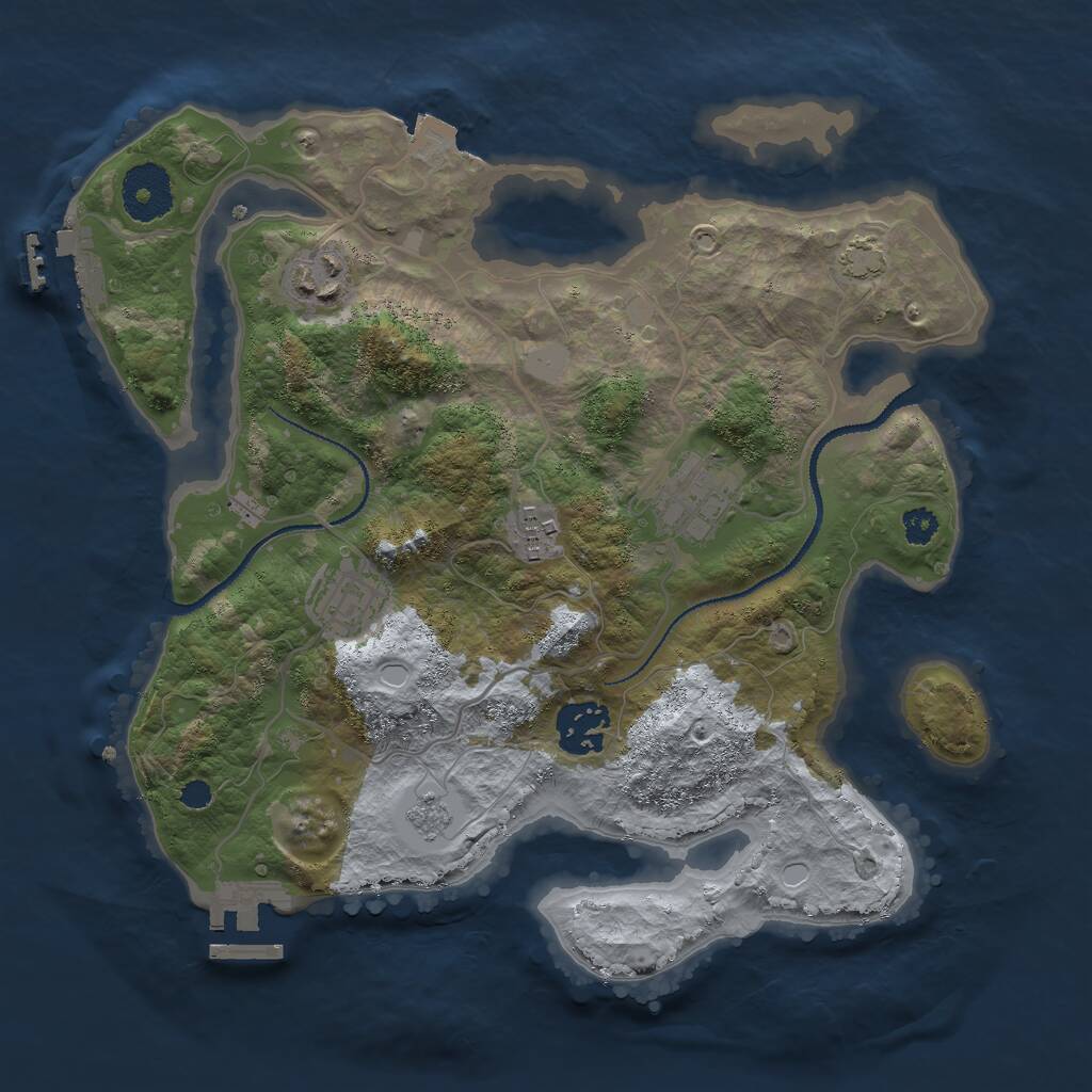 Rust Map: Procedural Map, Size: 3000, Seed: 30526, 10 Monuments