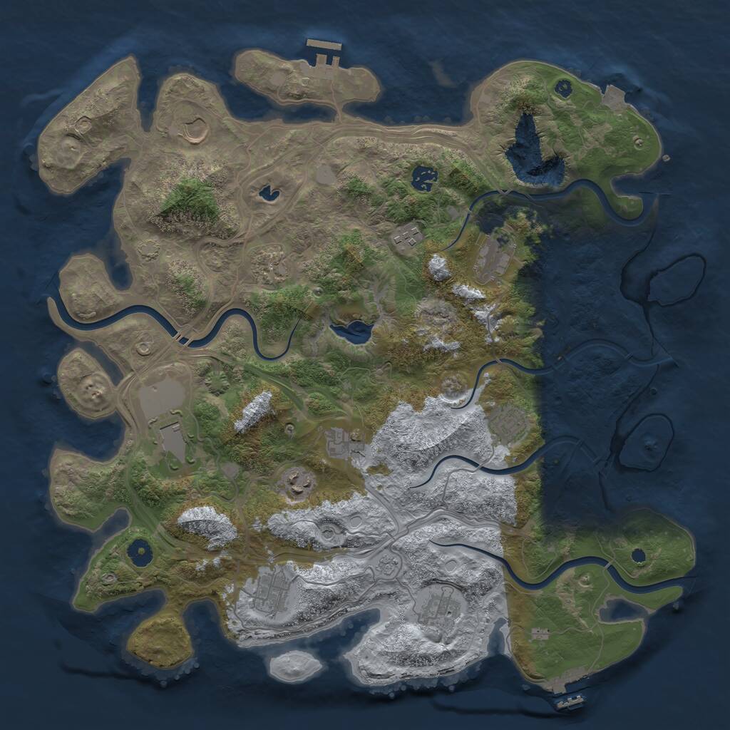 Rust Map: Procedural Map, Size: 4250, Seed: 390599664, 17 Monuments