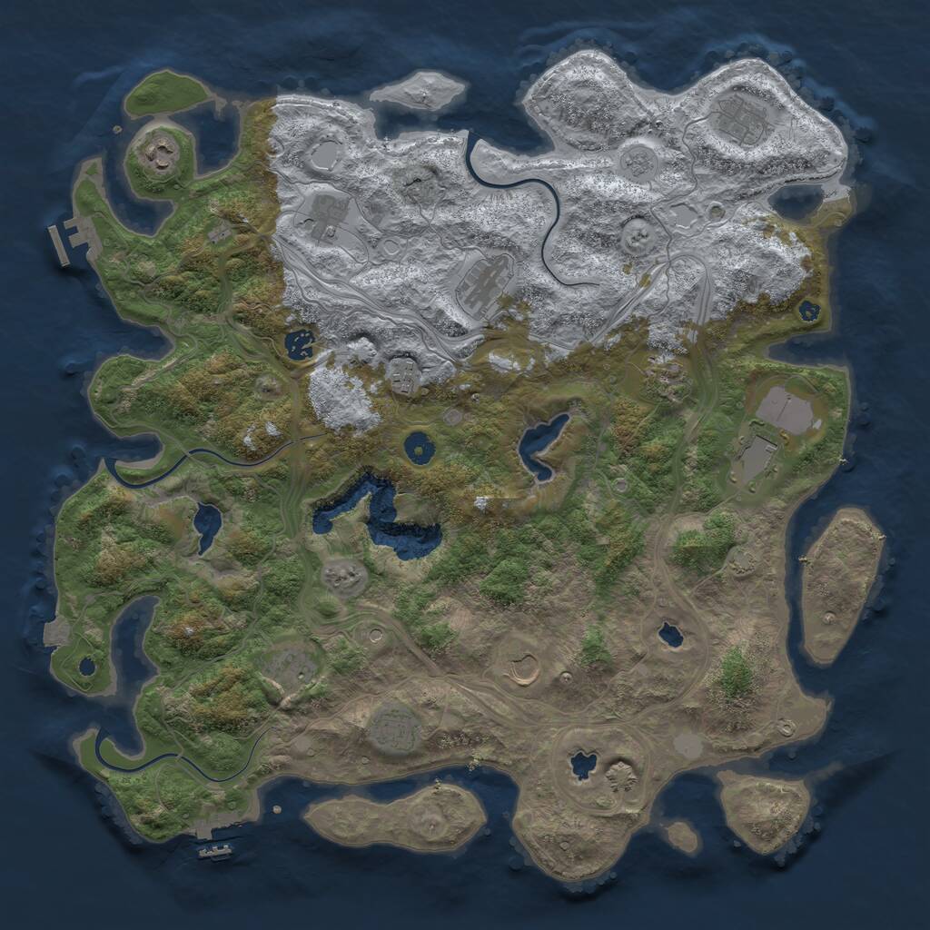 Rust Map: Procedural Map, Size: 4500, Seed: 1327, 17 Monuments
