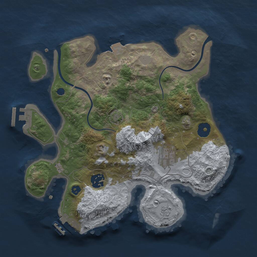 Rust Map: Procedural Map, Size: 2750, Seed: 54164, 7 Monuments