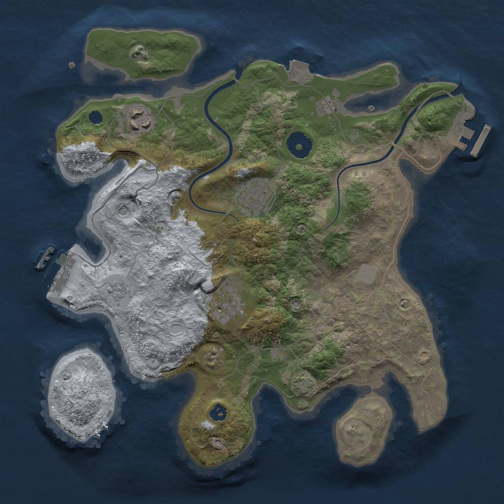 Rust Map: Procedural Map, Size: 3000, Seed: 6417802, 9 Monuments
