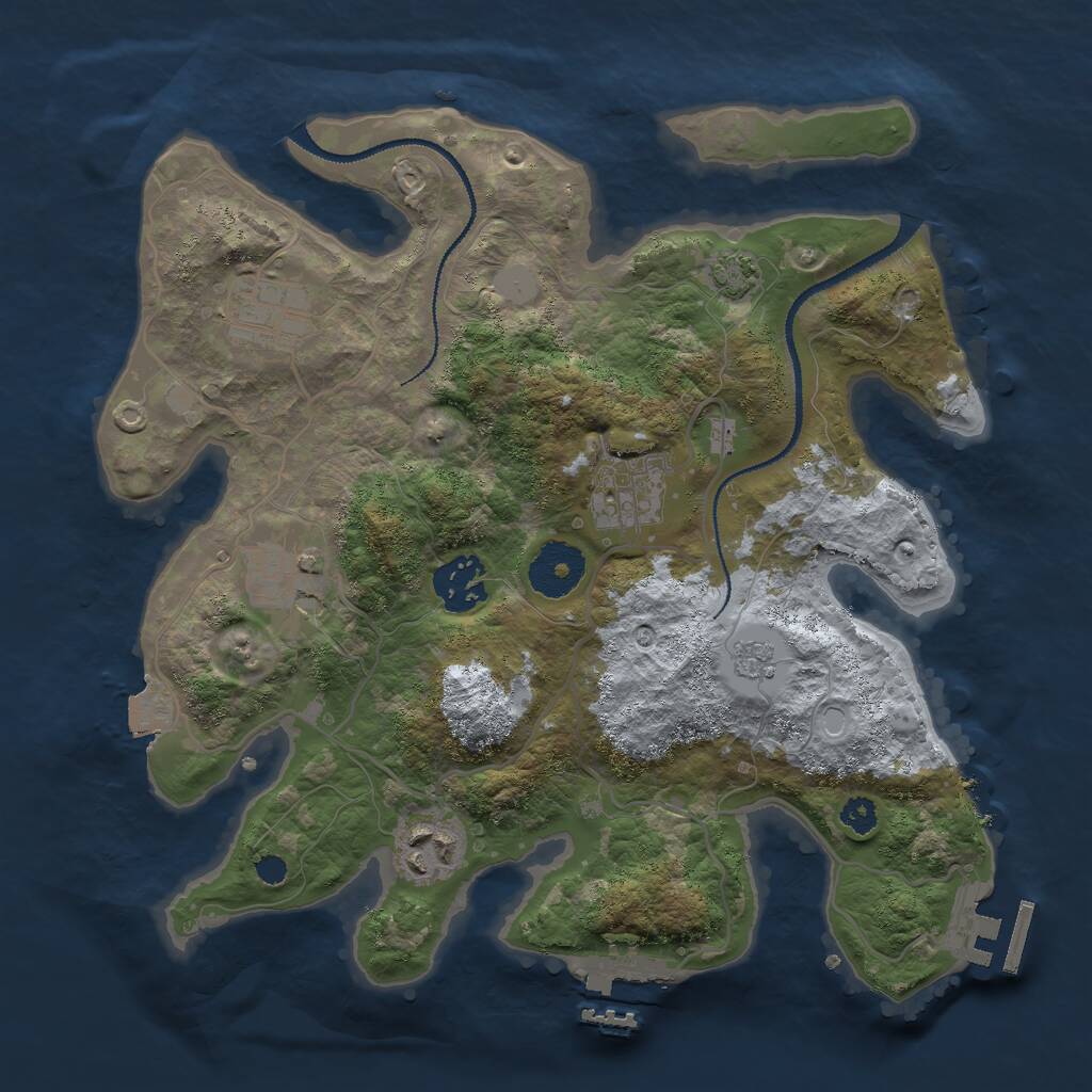 Rust Map: Procedural Map, Size: 3000, Seed: 4129867, 10 Monuments
