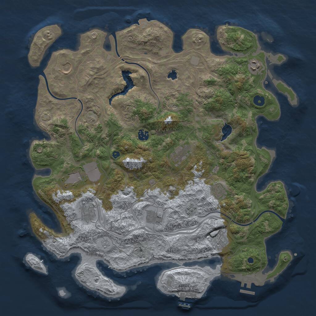 Rust Map: Procedural Map, Size: 4250, Seed: 933585635, 16 Monuments