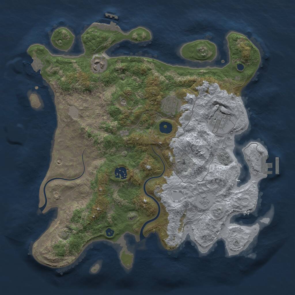 Rust Map: Procedural Map, Size: 3500, Seed: 51889, 11 Monuments