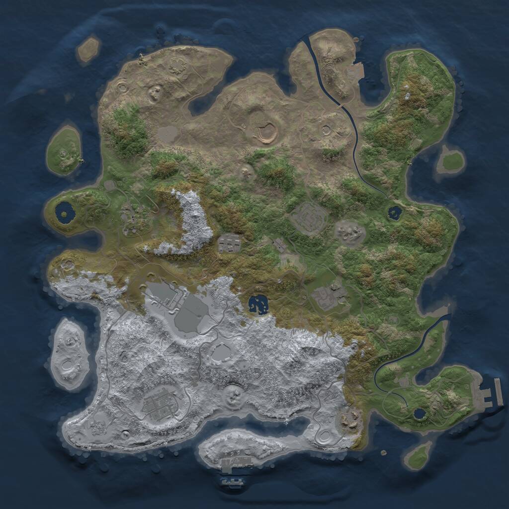 Rust Map: Procedural Map, Size: 3700, Seed: 920314856, 15 Monuments