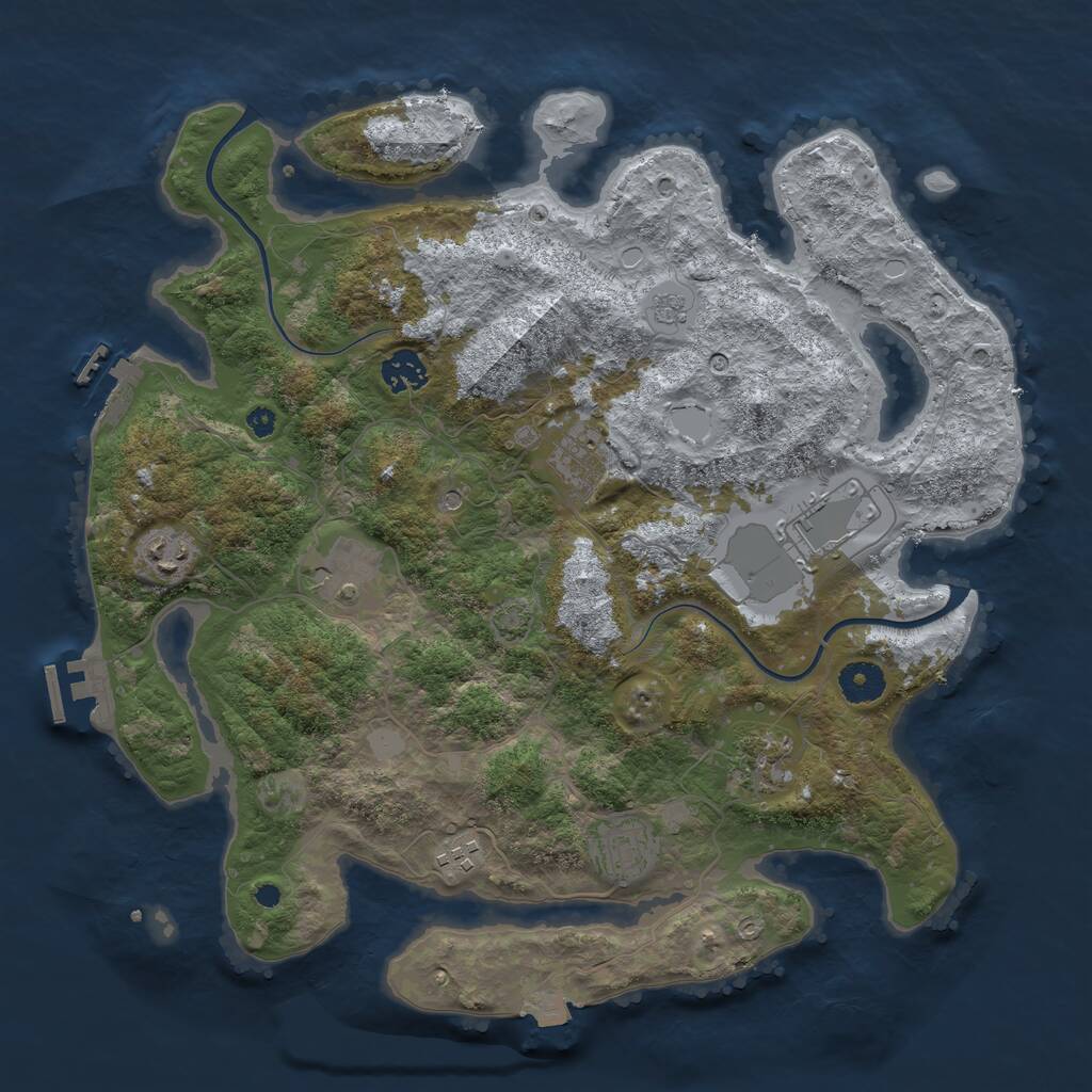 Rust Map: Procedural Map, Size: 3750, Seed: 706281458, 14 Monuments