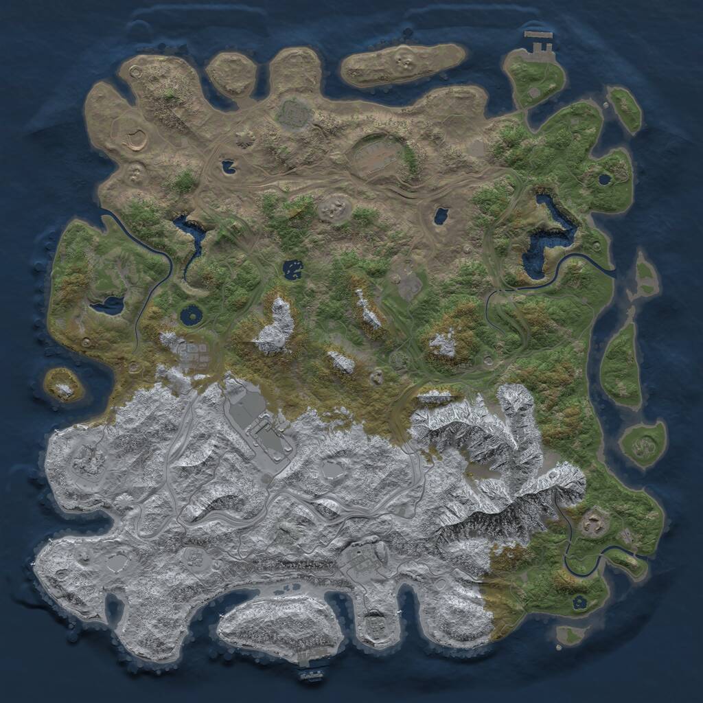 Rust Map: Procedural Map, Size: 5000, Seed: 1382476868, 17 Monuments