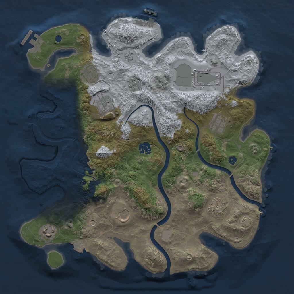 Rust Map: Procedural Map, Size: 3500, Seed: 125475, 15 Monuments