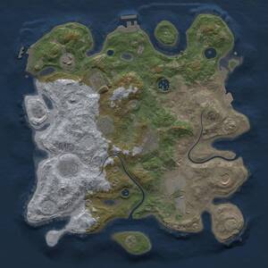 Thumbnail Rust Map: Procedural Map, Size: 3500, Seed: 992619, 15 Monuments