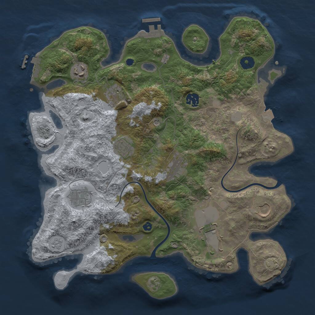 Rust Map: Procedural Map, Size: 3500, Seed: 992619, 15 Monuments