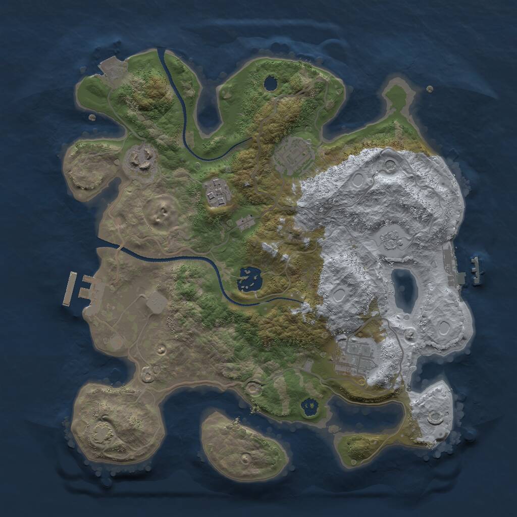 Rust Map: Procedural Map, Size: 3000, Seed: 6576358, 11 Monuments