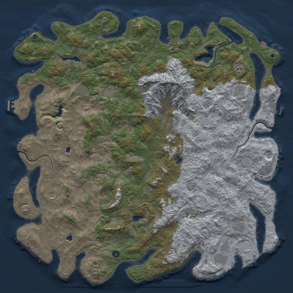 Rust Map: Procedural Map, Size: 6000, Seed: 456464, 17 Monuments