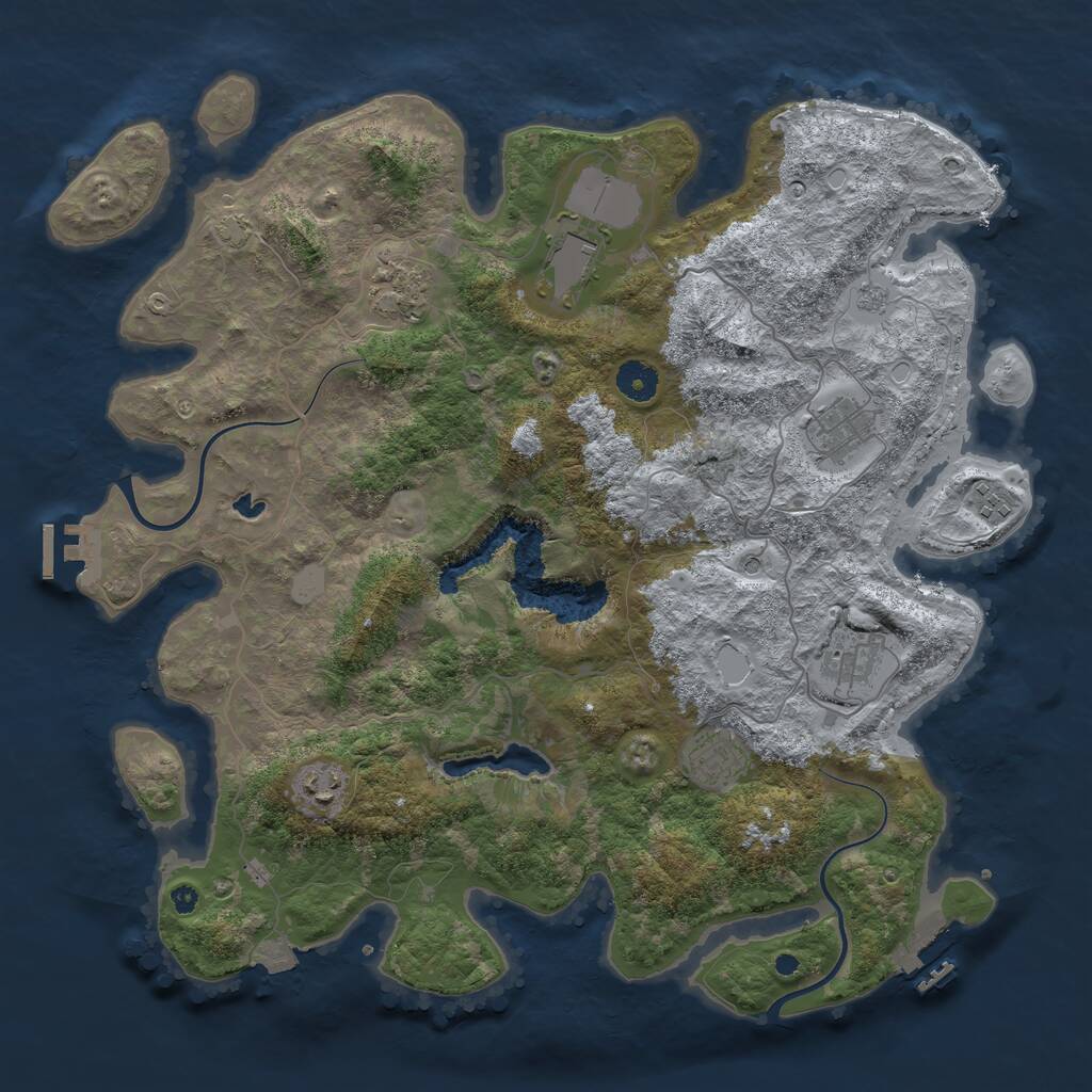 Rust Map: Procedural Map, Size: 4000, Seed: 117474432, 13 Monuments