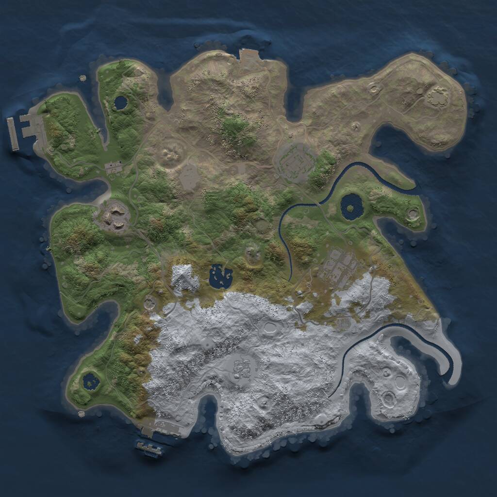 Rust Map: Procedural Map, Size: 3000, Seed: 1269270692, 10 Monuments