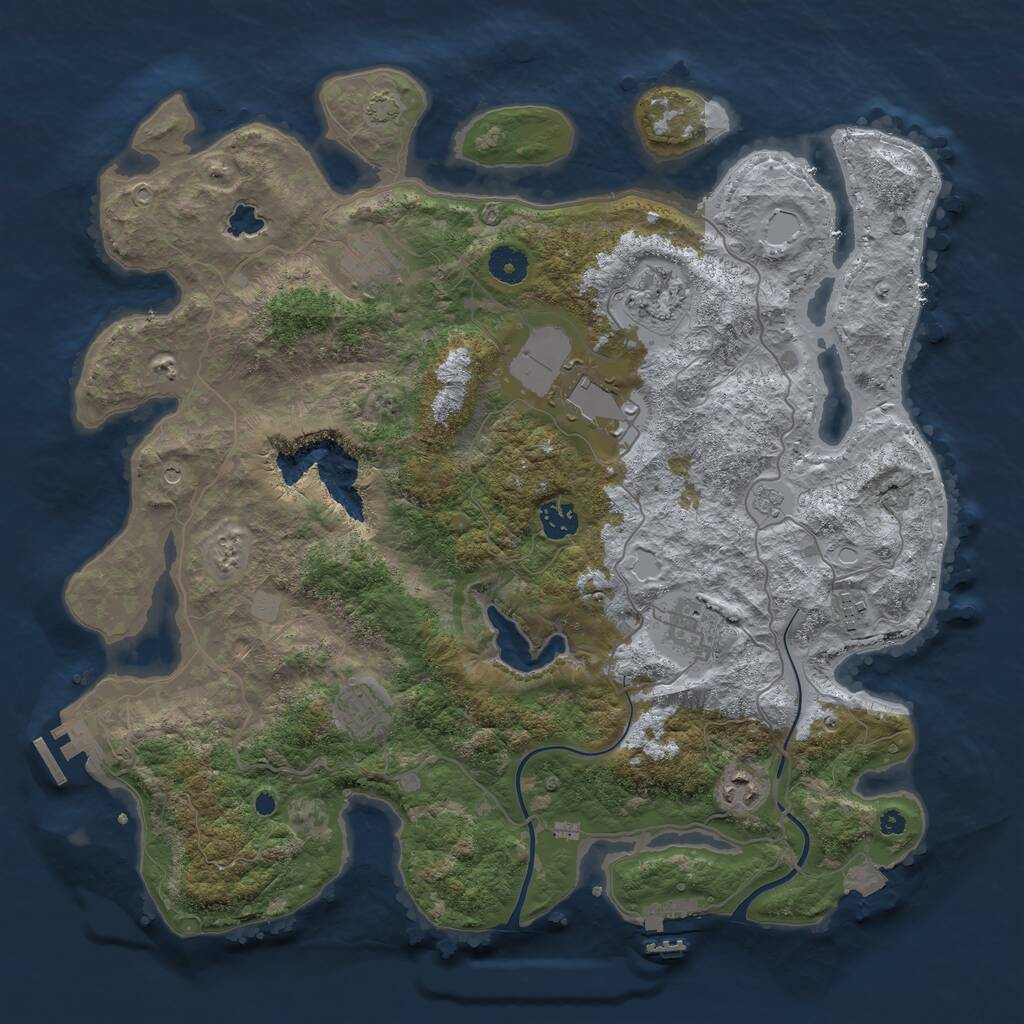 Rust Map: Procedural Map, Size: 4000, Seed: 125874568, 14 Monuments