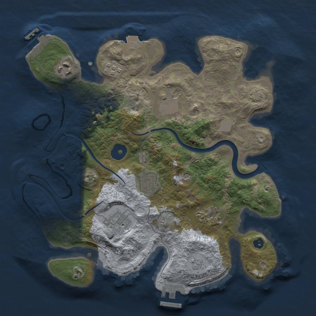Rust Map: Procedural Map, Size: 3000, Seed: 23271, 12 Monuments
