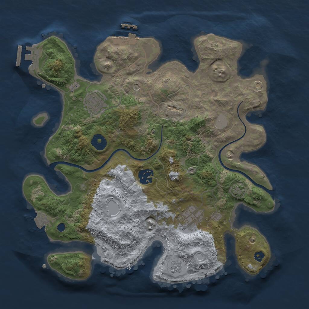 Rust Map: Procedural Map, Size: 3000, Seed: 23271, 9 Monuments