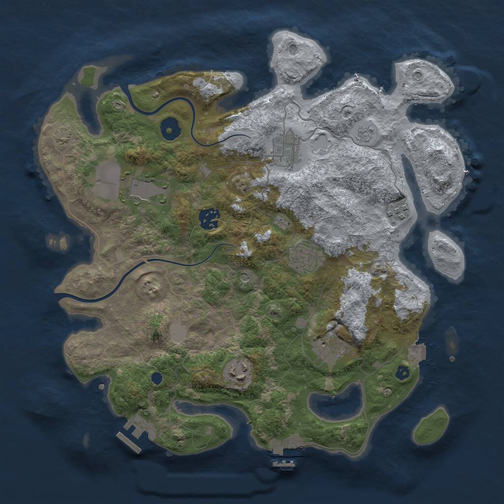 Rust Map: Procedural Map, Size: 3500, Seed: 756021082, 13 Monuments