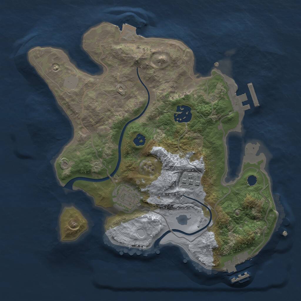 Rust Map: Procedural Map, Size: 2500, Seed: 1807251279, 6 Monuments