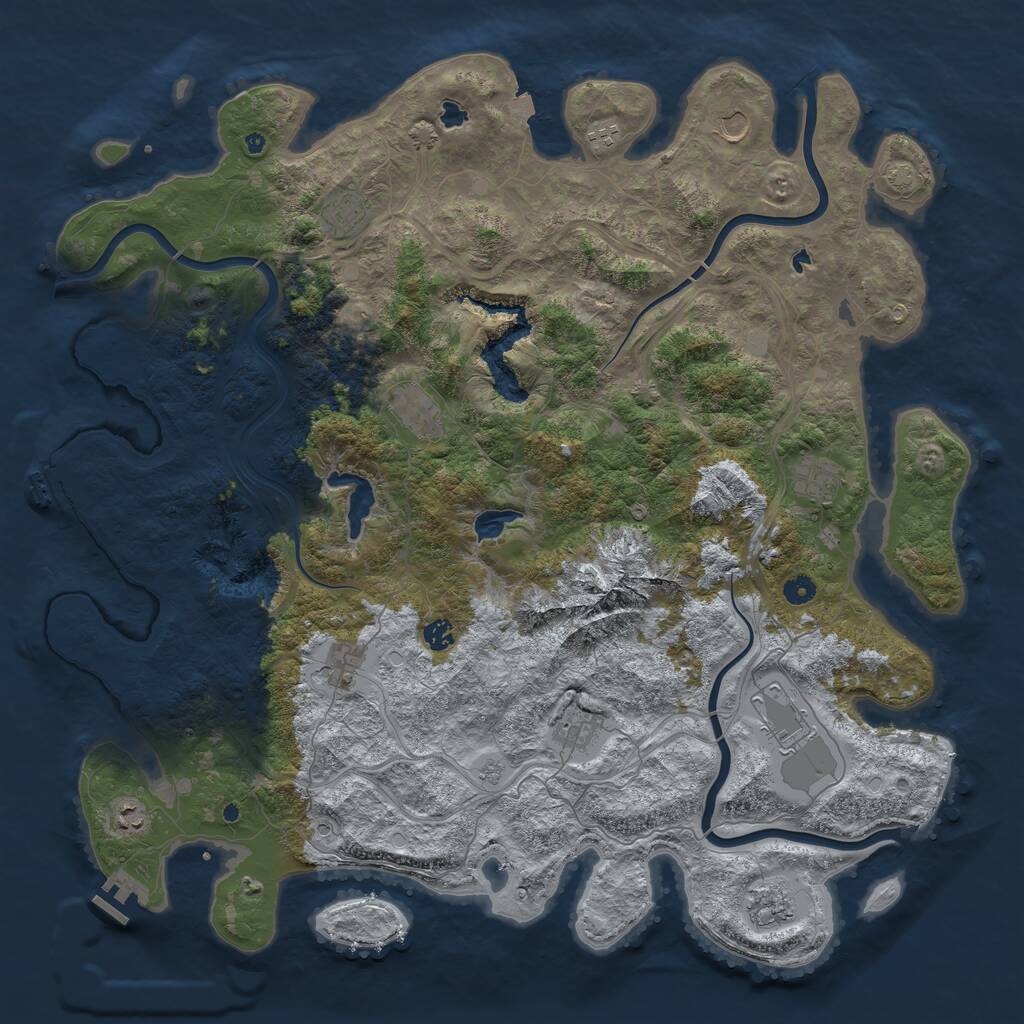 Rust Map: Procedural Map, Size: 5000, Seed: 1890238809, 17 Monuments