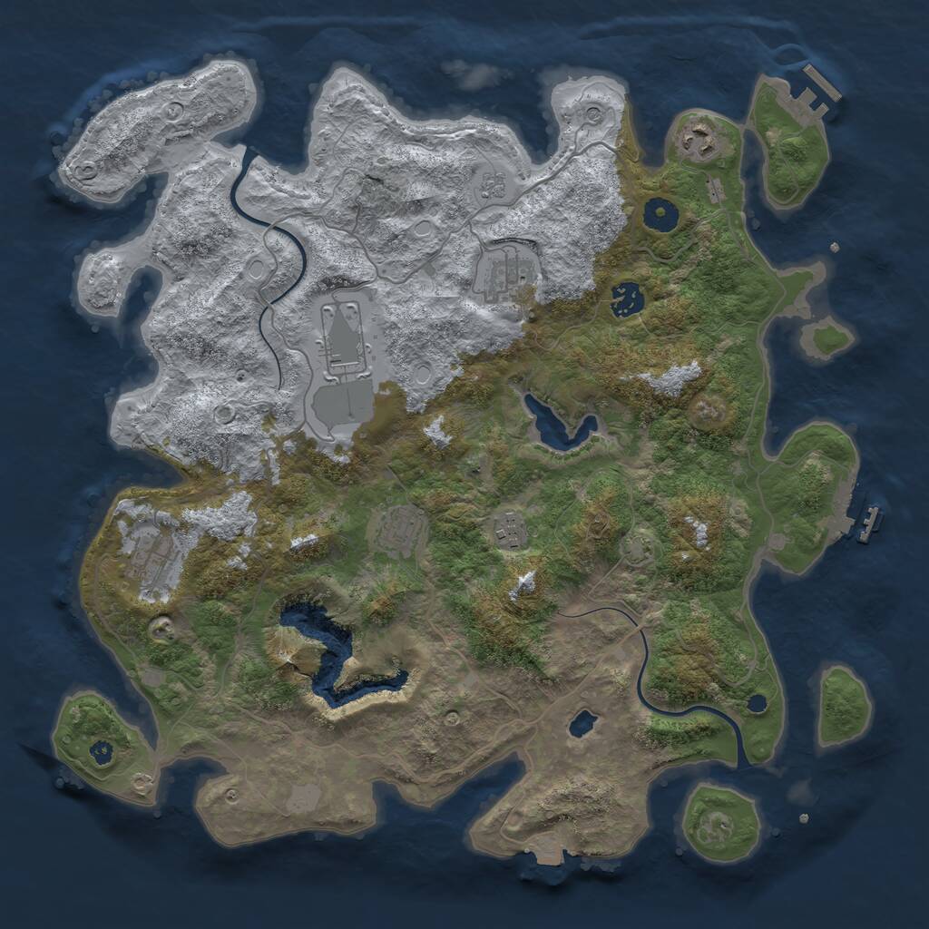 Rust Map: Procedural Map, Size: 4000, Seed: 697615738, 13 Monuments