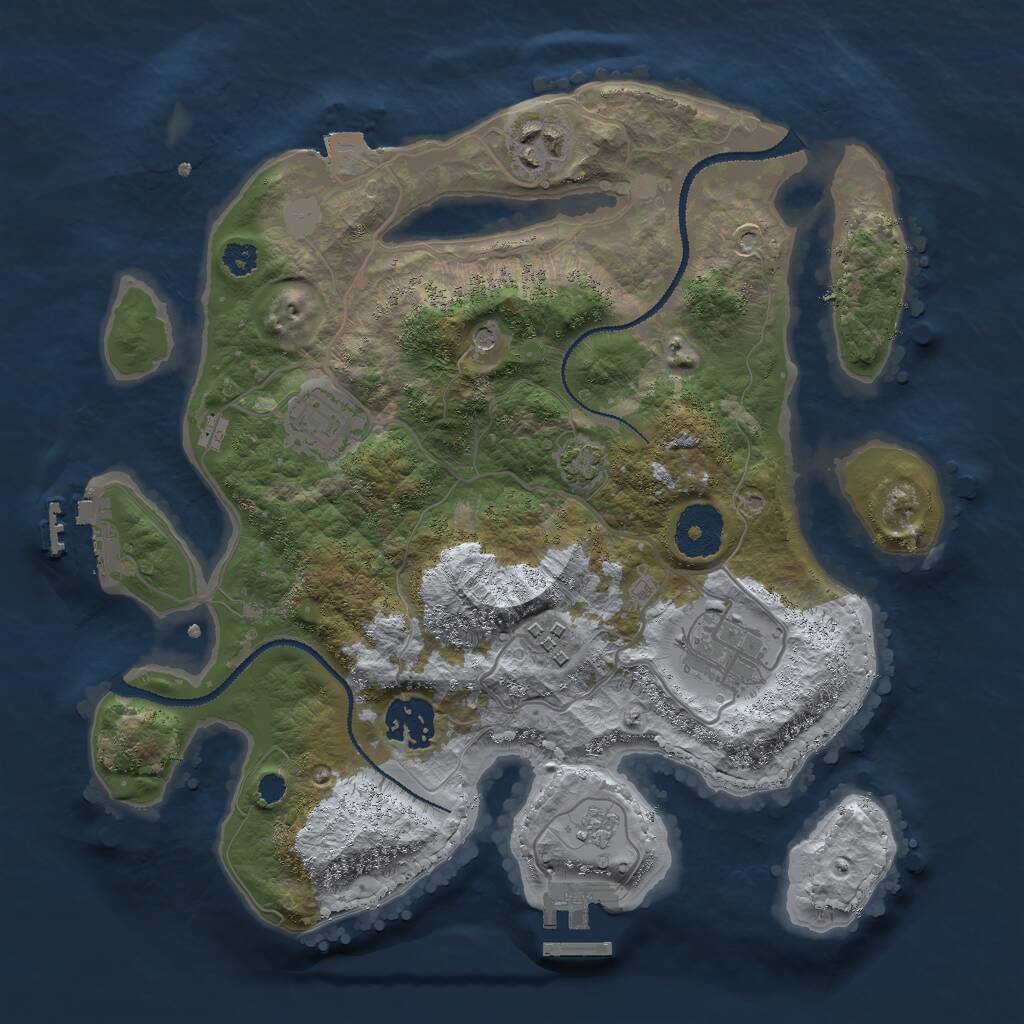 Rust Map: Procedural Map, Size: 3000, Seed: 54164, 11 Monuments