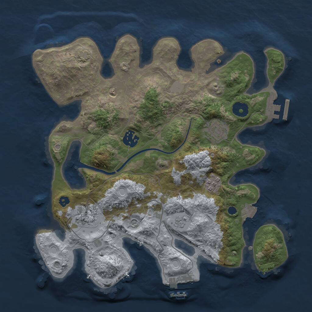 Rust Map: Procedural Map, Size: 3000, Seed: 1270309875, 10 Monuments