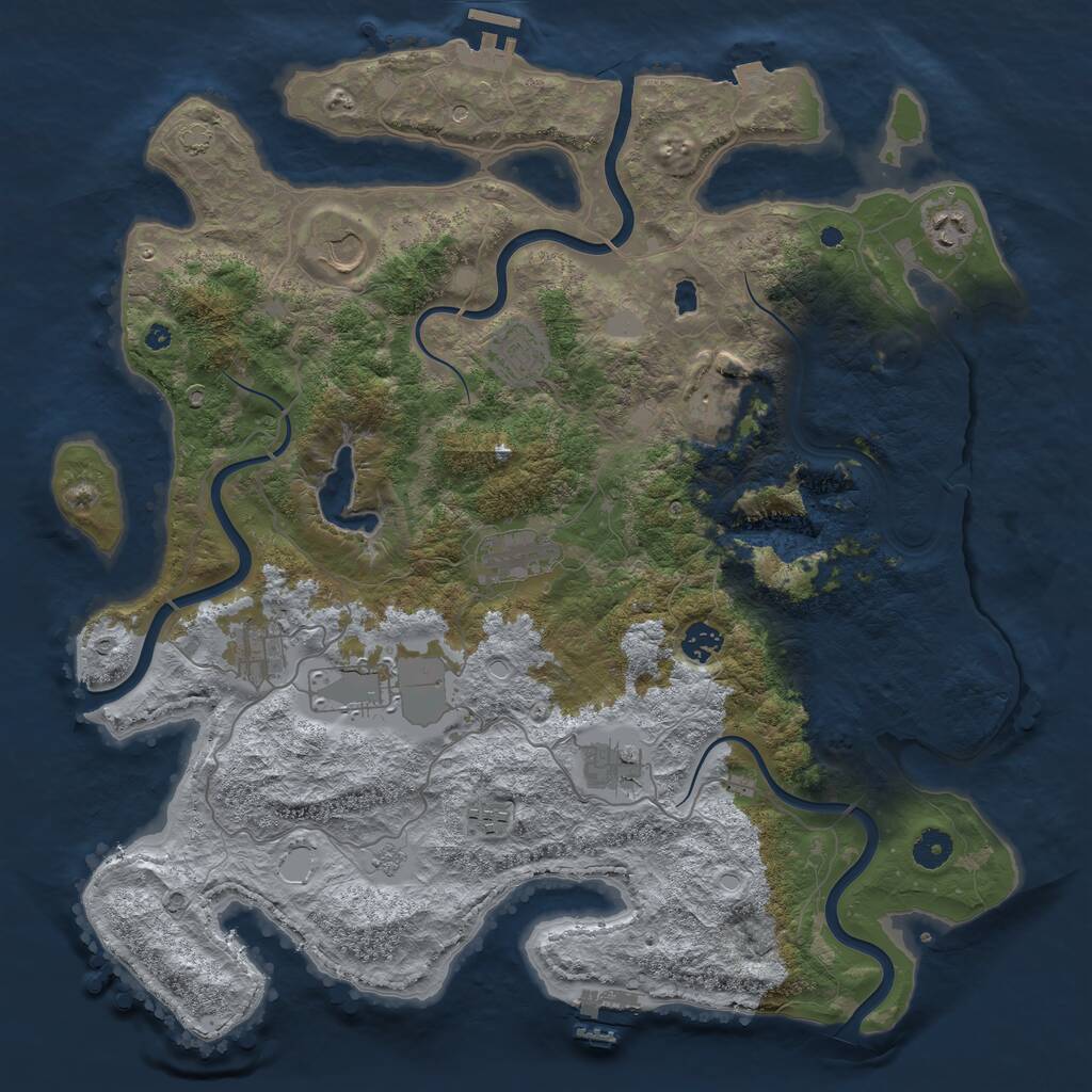 Rust Map: Procedural Map, Size: 4205, Seed: 2147483647, 16 Monuments