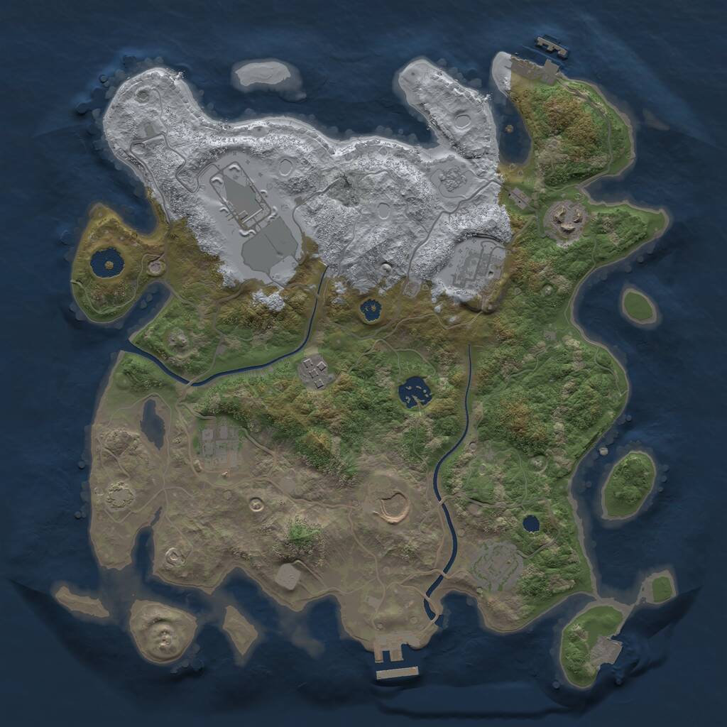 Rust Map: Procedural Map, Size: 3500, Seed: 416682, 13 Monuments