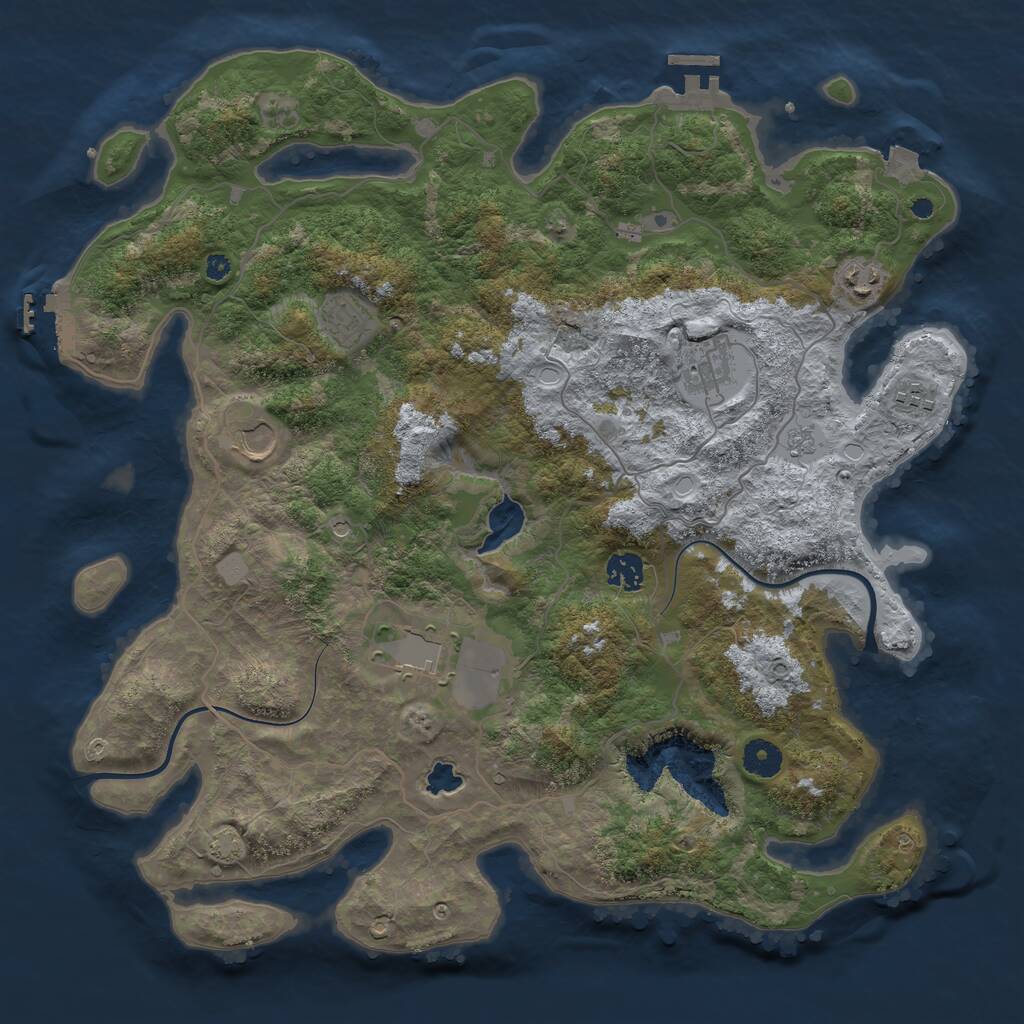 Rust Map: Procedural Map, Size: 4000, Seed: 1356483568, 13 Monuments