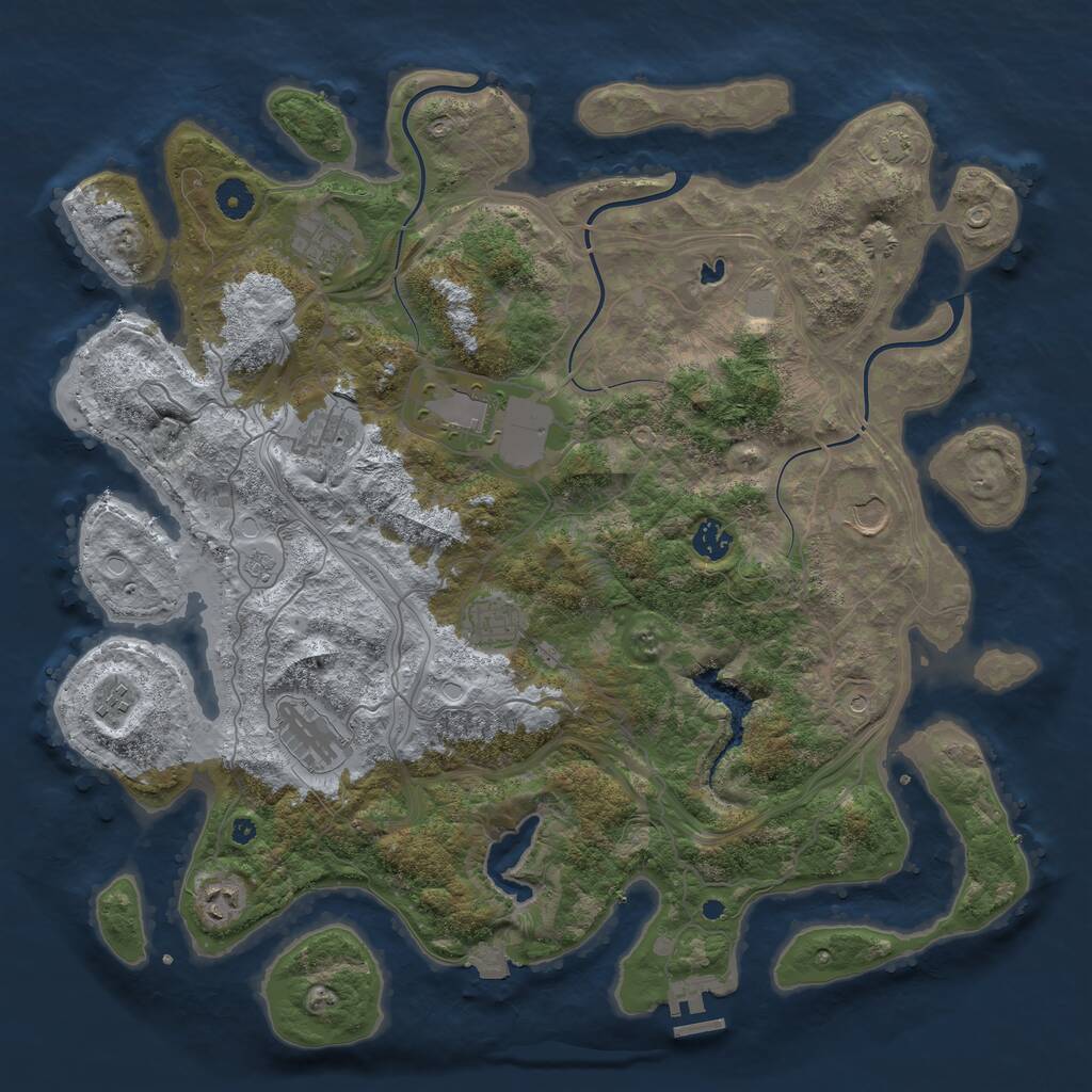 Rust Map: Procedural Map, Size: 4250, Seed: 1185907004, 14 Monuments